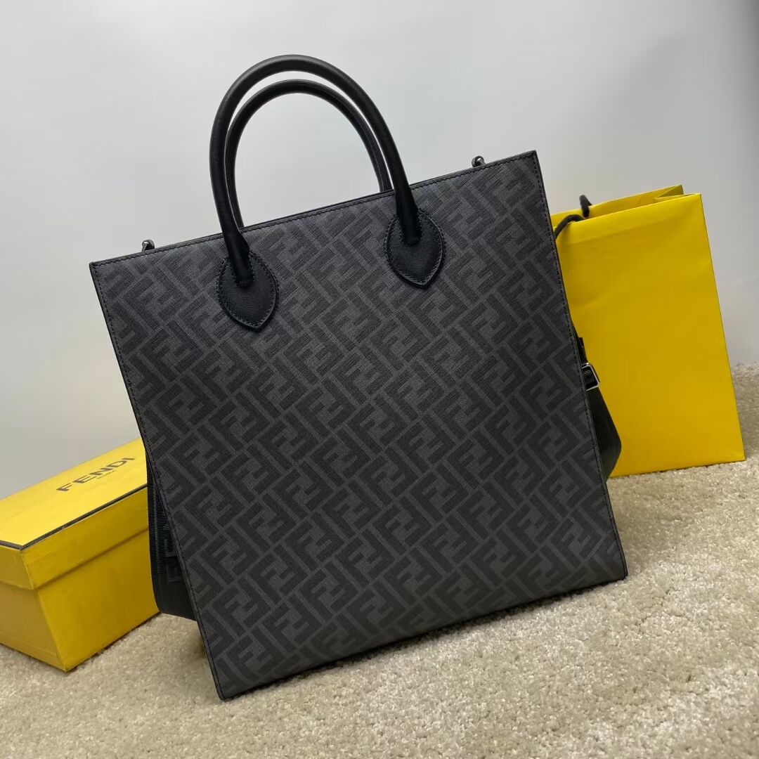 Fendi x FRGMT brown FF fabric bag Shopper F7678 black