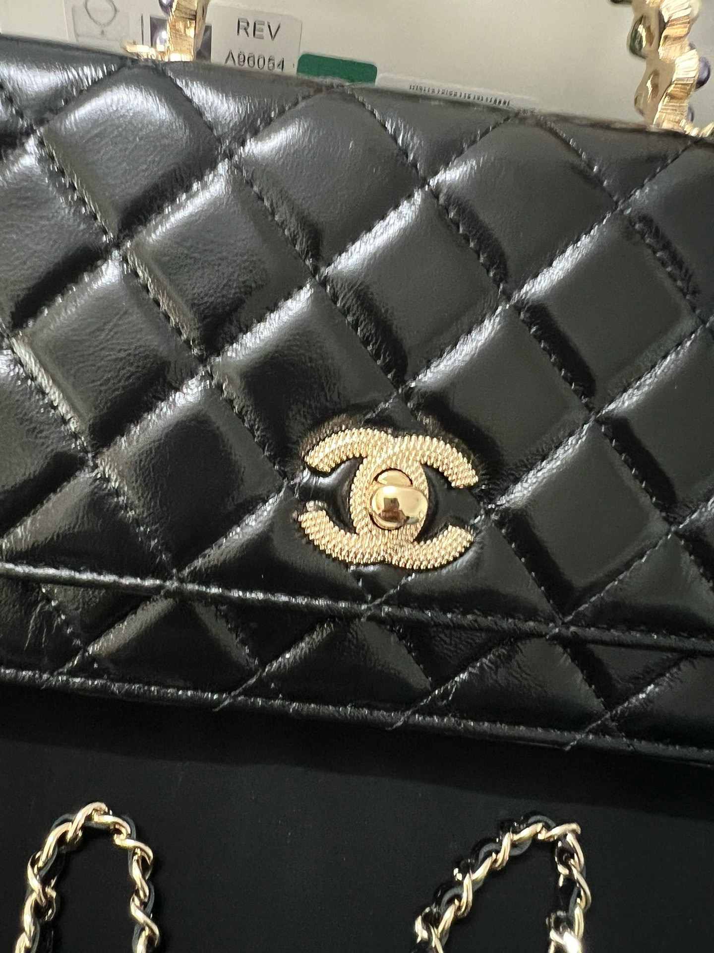 CHANEL FLAP PHONE HOLDER WITH CHAIN AC3566 black