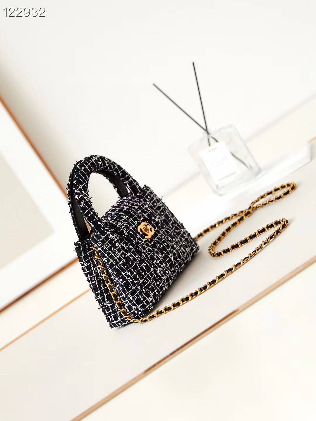 Chanel MINI SHOPPING BAG AS4416 BLACK & Ecru