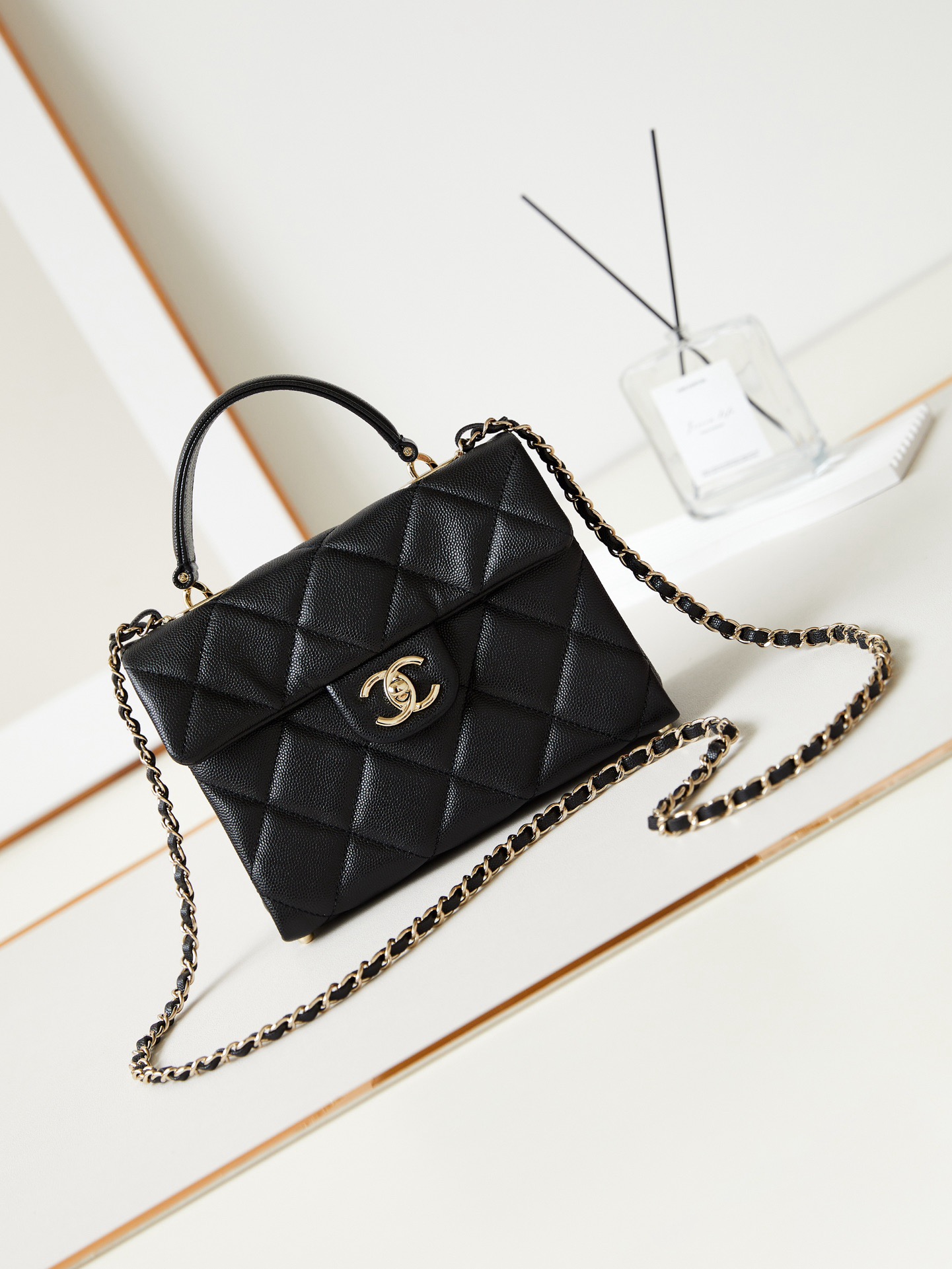 Chanel FLAP BAG WITH TOP HANDLE AS4711 BLACK