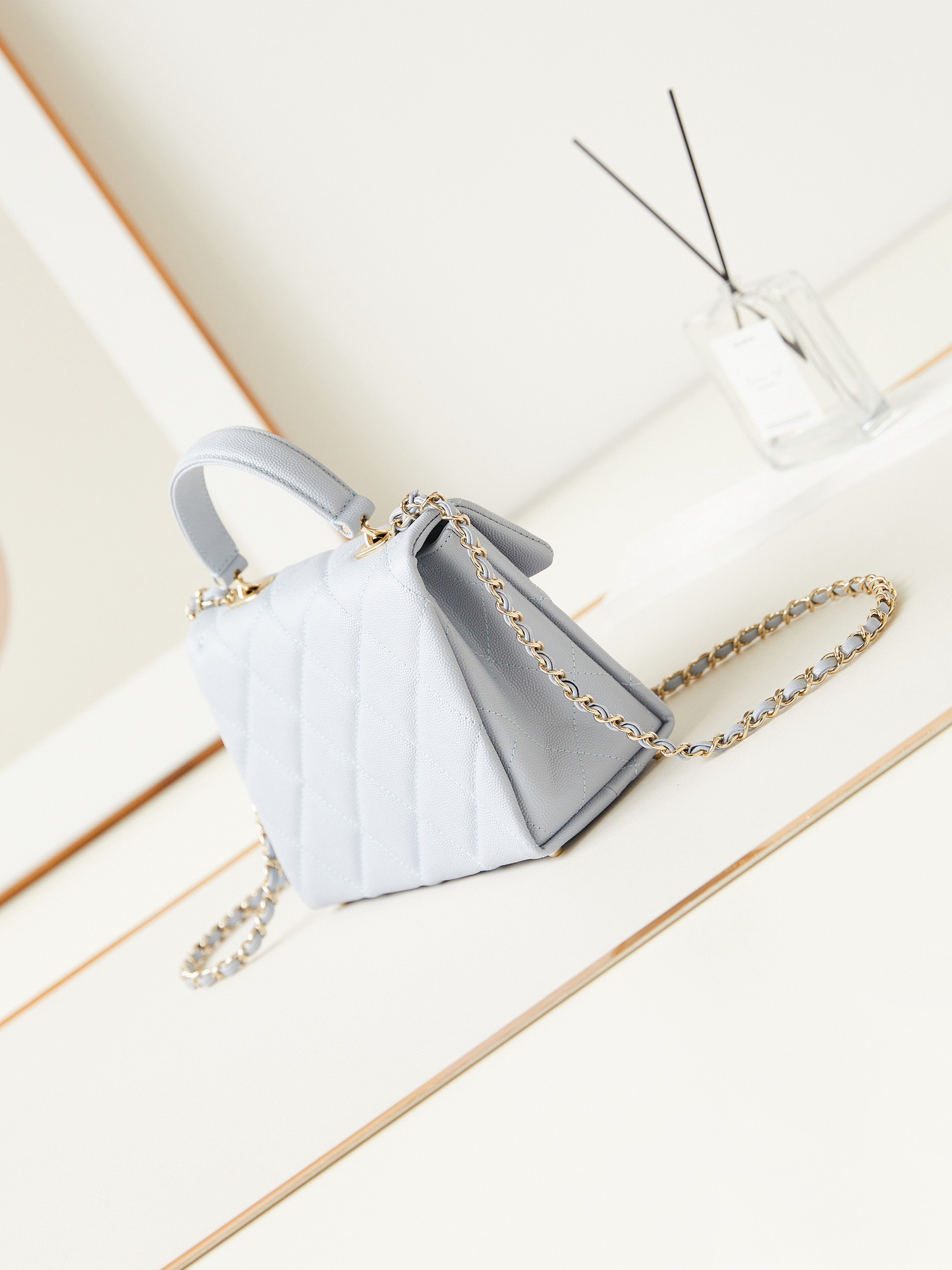 Chanel FLAP BAG WITH TOP HANDLE AS4711 LIGHT BLUE