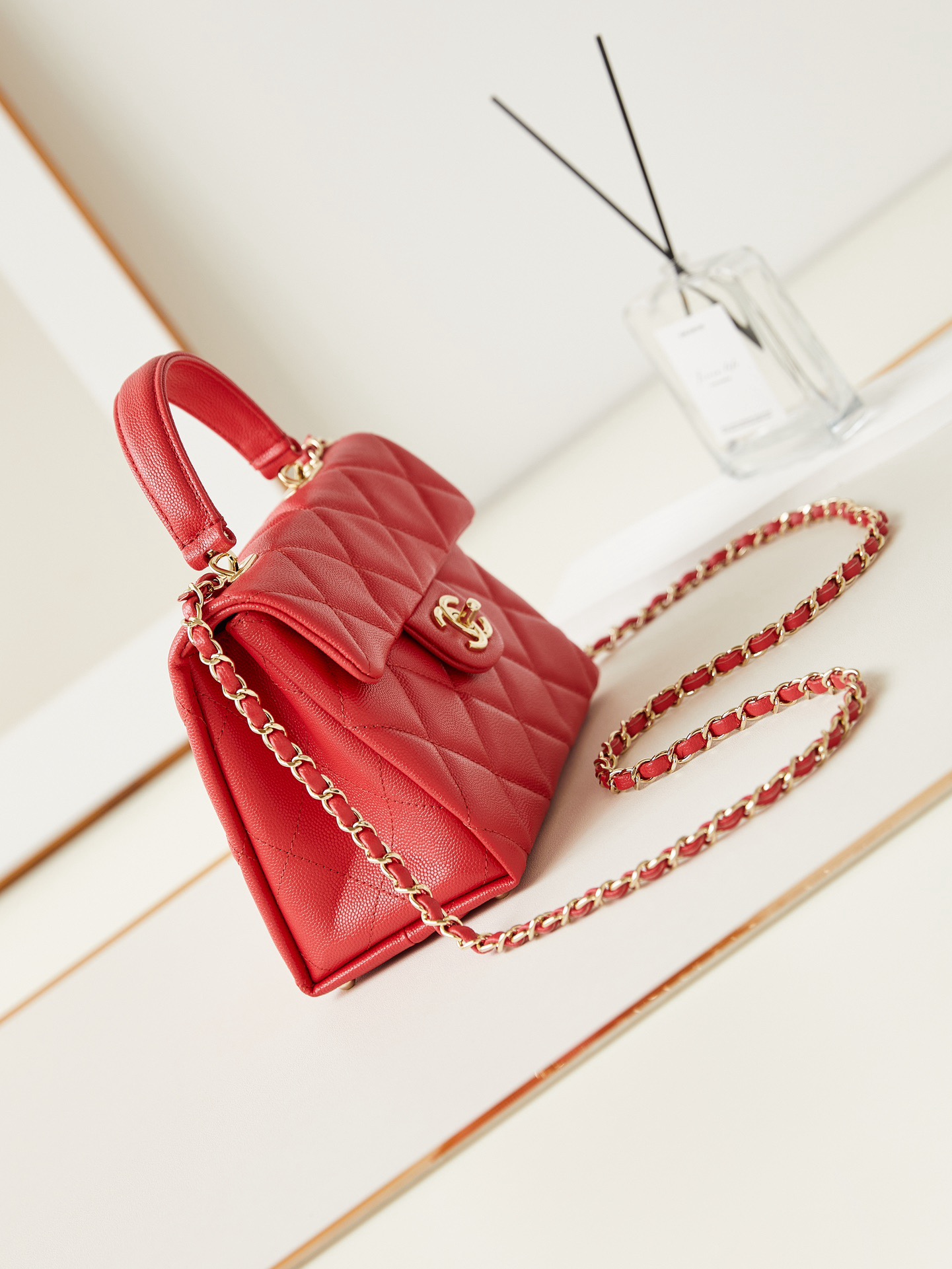Chanel FLAP BAG WITH TOP HANDLE AS4711 RED