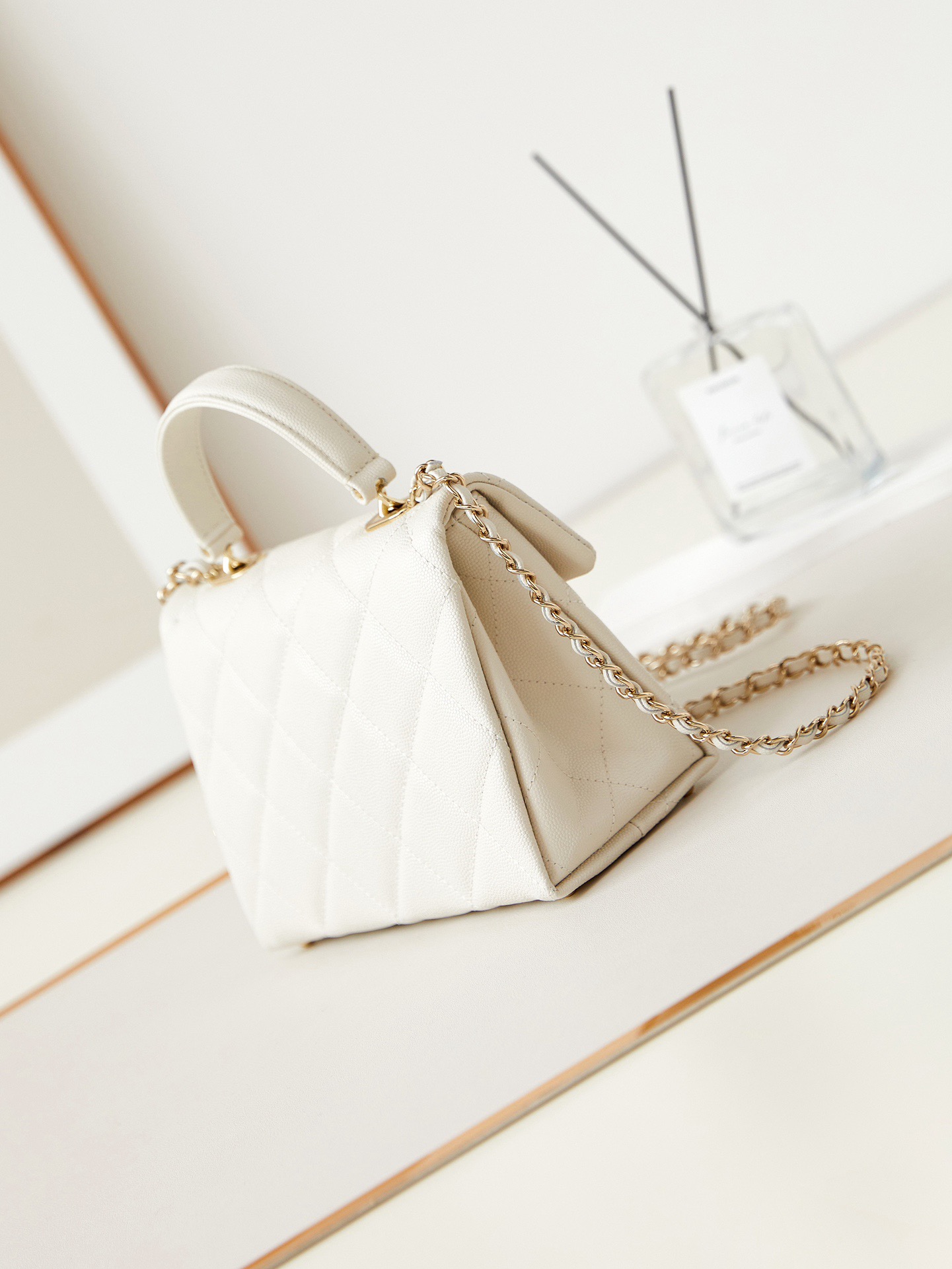 Chanel FLAP BAG WITH TOP HANDLE AS4711 WHITE