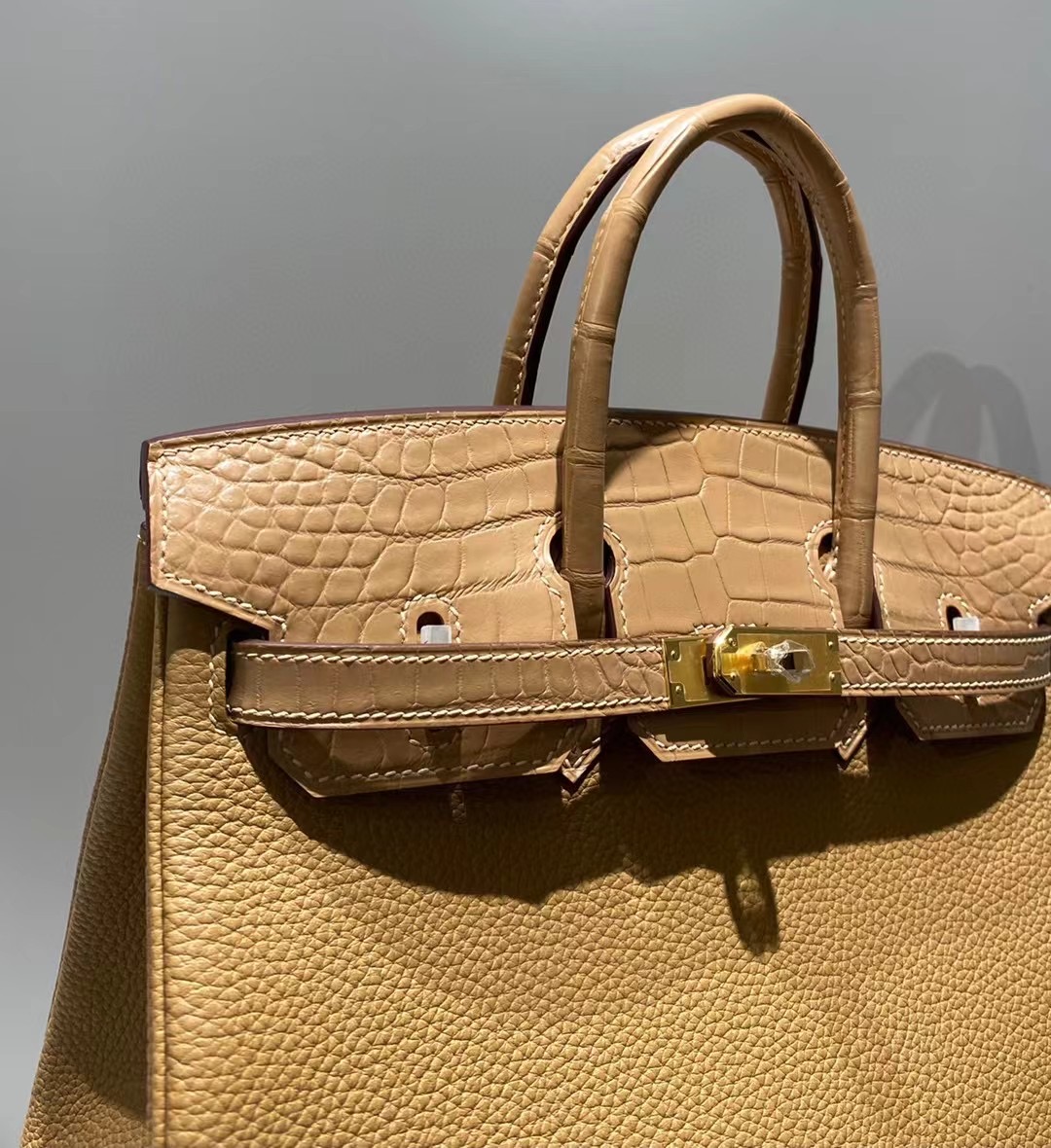 Hermes Birkin Bag Original Leather crocodile togo HBK2530 Apricot