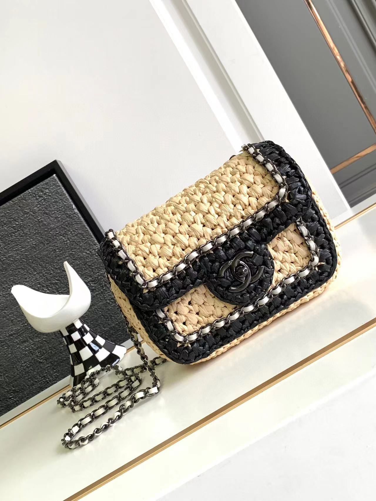 Chanel Weaving Mini Flap Bag AS6009 Black&Beige