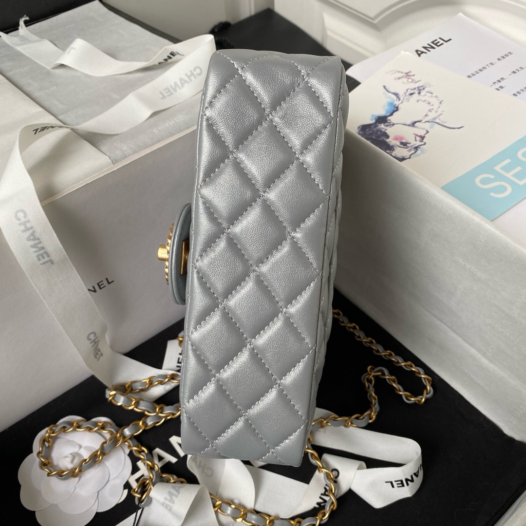 CHANEL FLAP PHONE HOLDER WITH CHAIN AS4362 GRAY