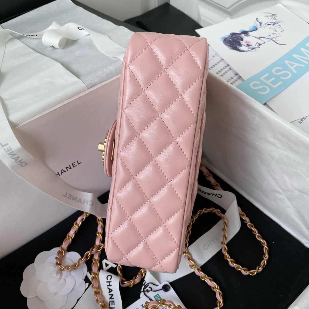 CHANEL FLAP PHONE HOLDER WITH CHAIN AS4362 PINK