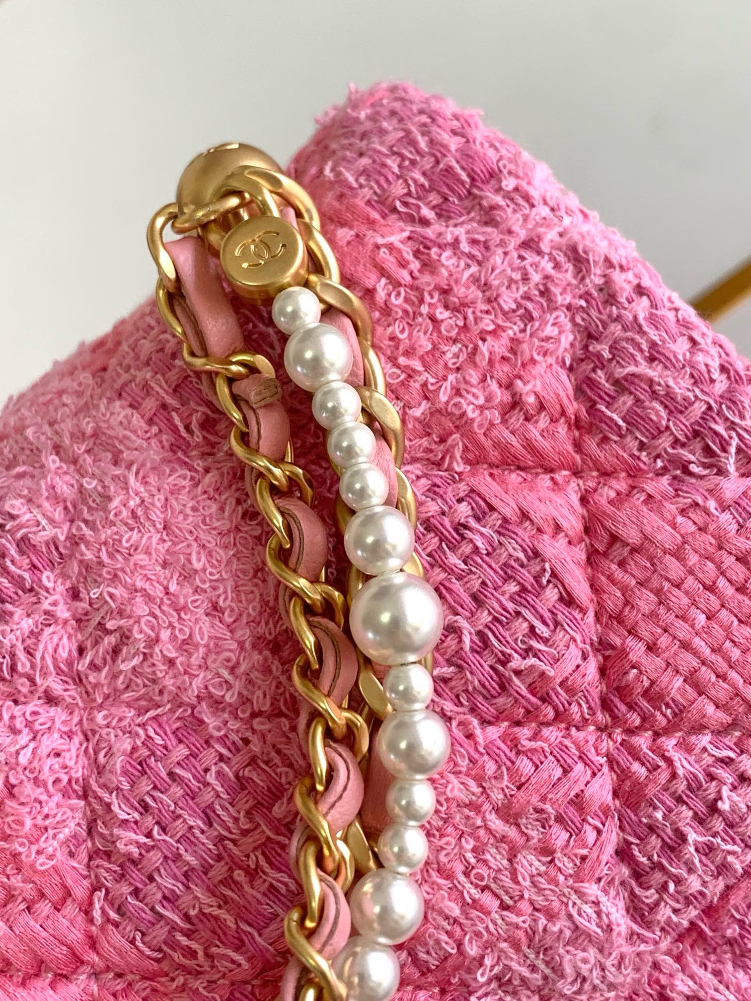 CHANEL MINI FLAP BAG Cotton Tweed AS4385 pink