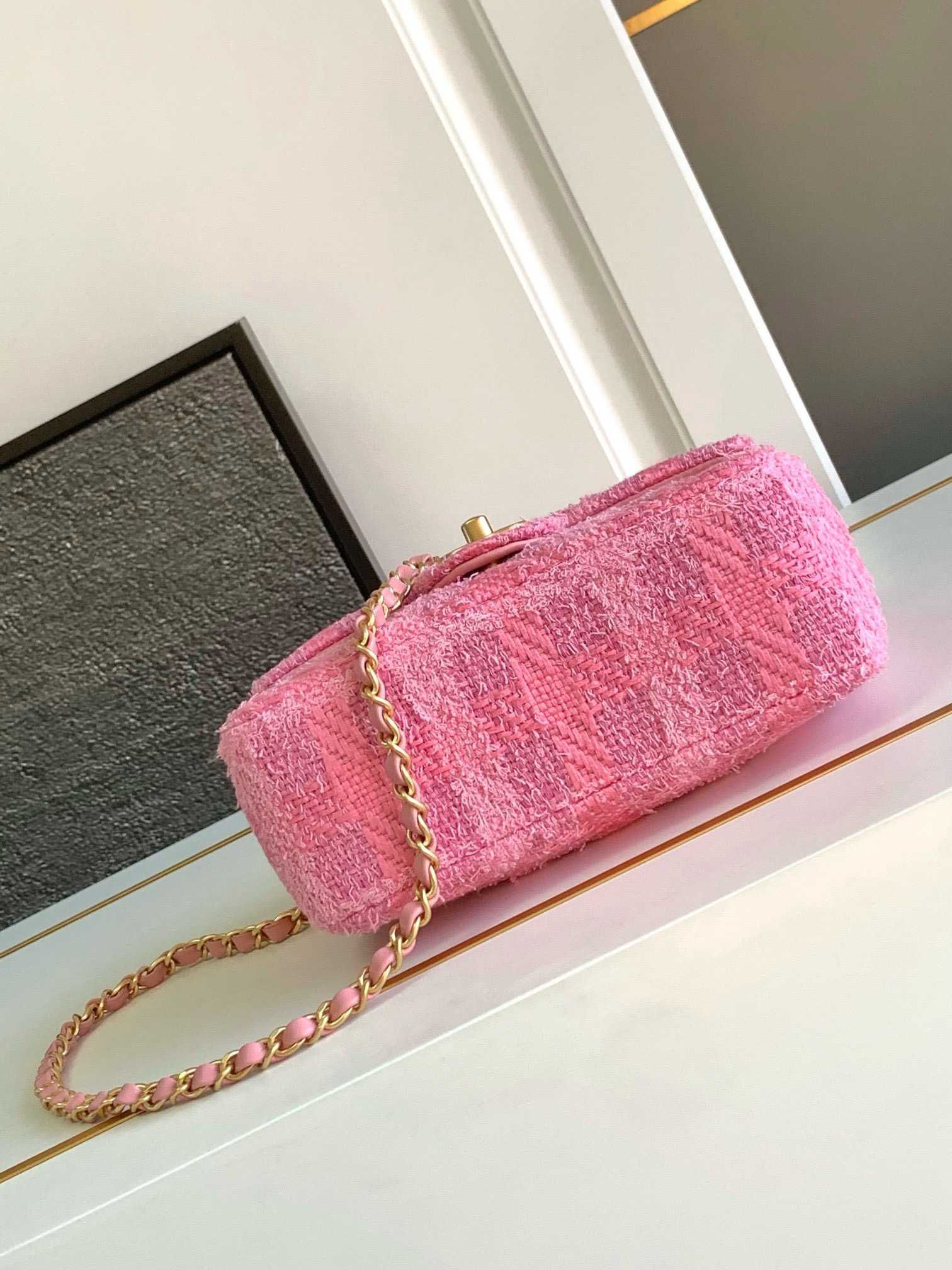 Chanel SMALL FLAP BAG Cotton Tweed AS4384 PINK