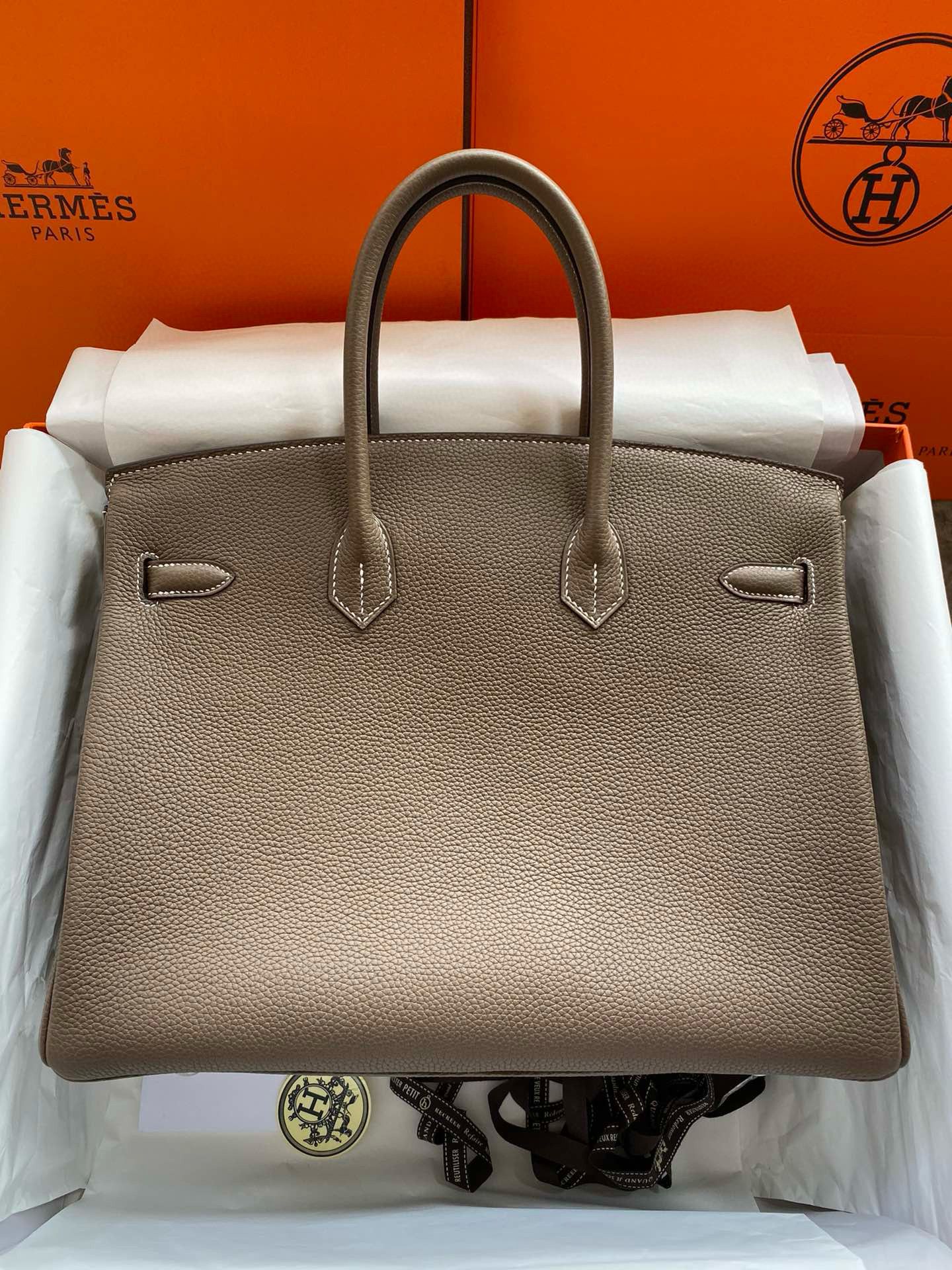 Hermes Birkin Tote Bag Original Togo Leather BK35 Elephant Gray