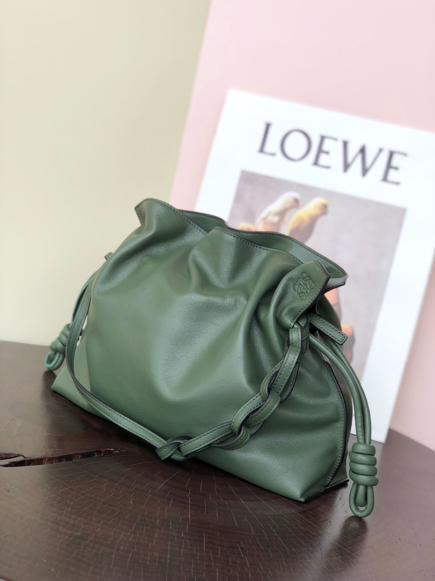 Loewe Flamenco Clutch Bag Original Leather LE0556 Dark green