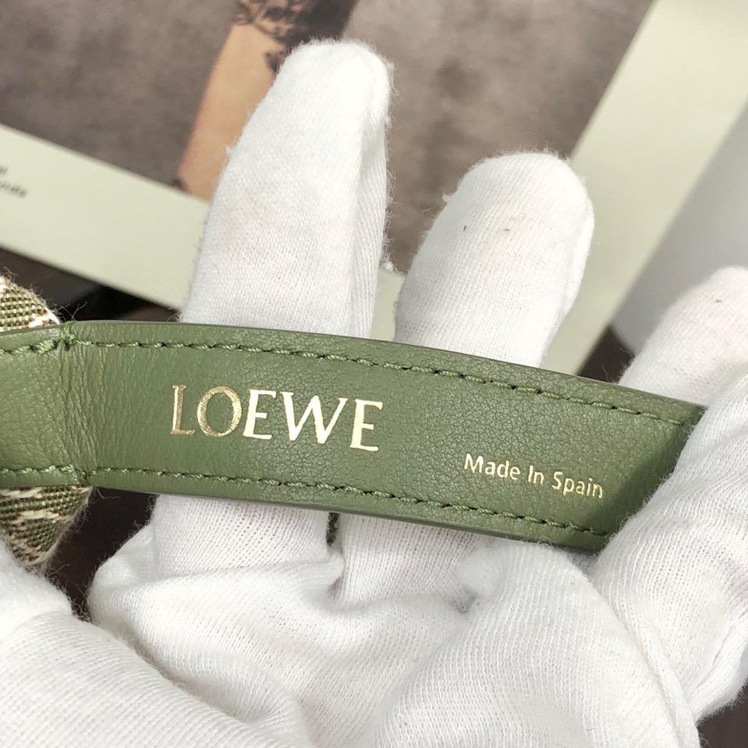 Loewe small Miniature Anagram Jacquard and cow leather bag 651421 green