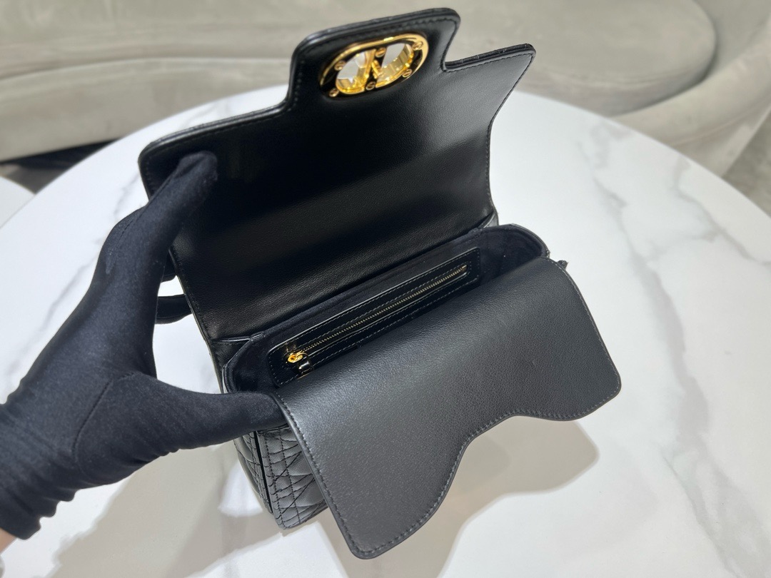 Small Dior Jolie Top Handle Bag Black Cannage Calfskin M9271U