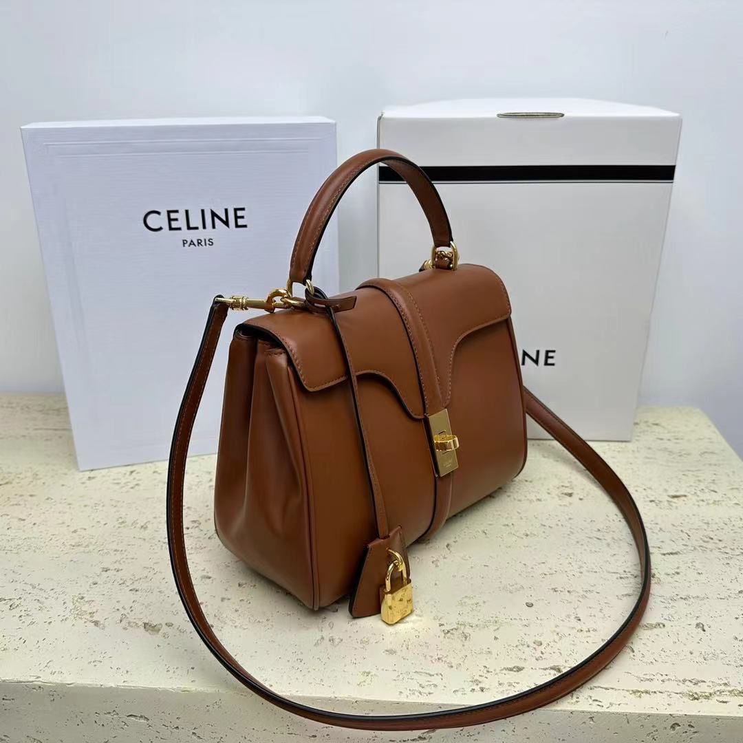 CELINE Medium 16 Original Leather Bag 188003 Brown