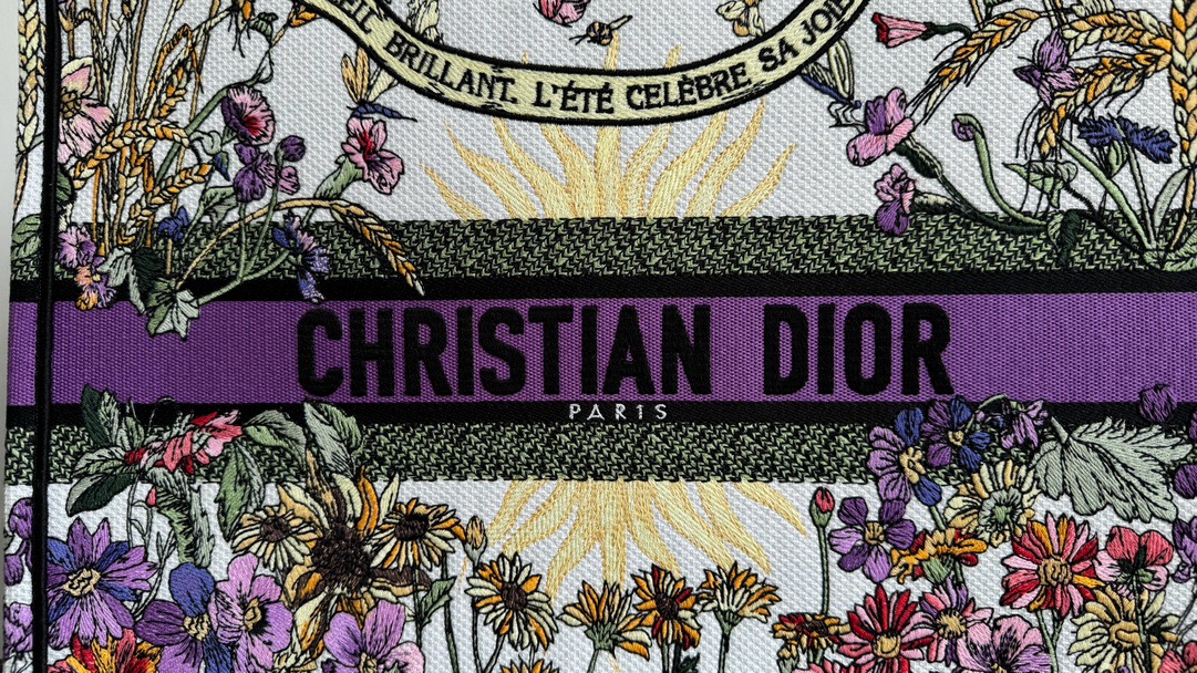 Large Dior Book Tote Ecru Multicolor Dior 4 Saisons Ete Soleil Embroidery M1286ZEBH