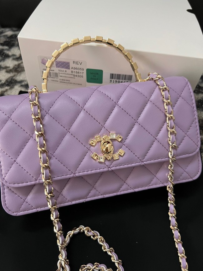 CHANEL CLUTCH WITH CHAIN AP3803 Purple
