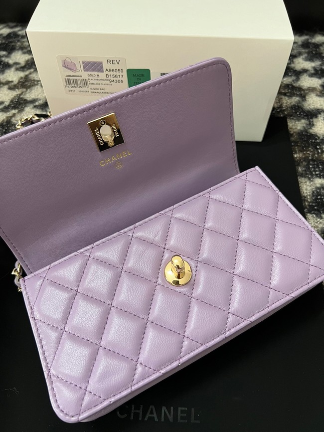 CHANEL CLUTCH WITH CHAIN AP3803 Purple