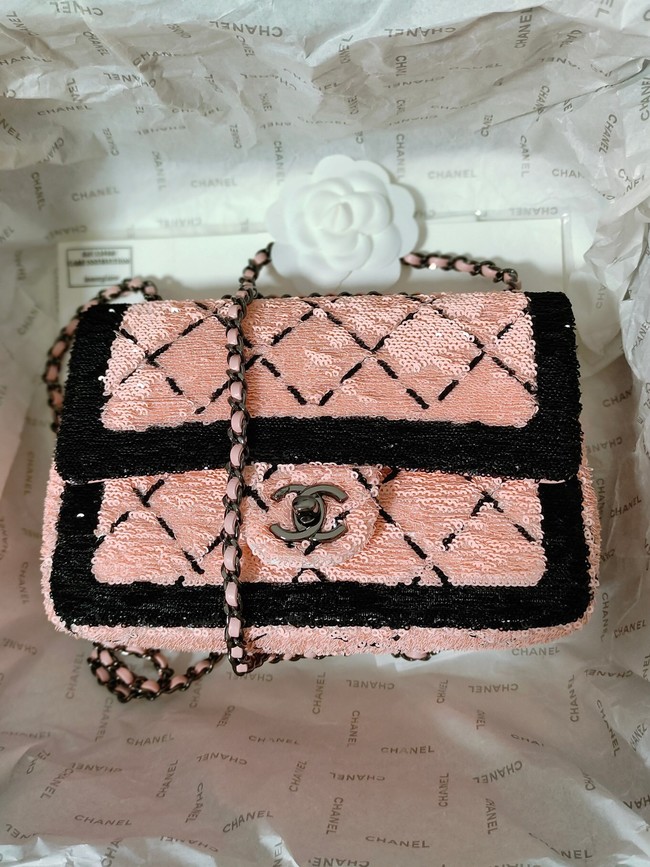 Chanel Tweed CLUTCH WITH CHAIN AS3788 pink