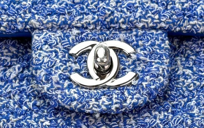 Chanel Tweed CLASSIC HANDBAG A01112 blue