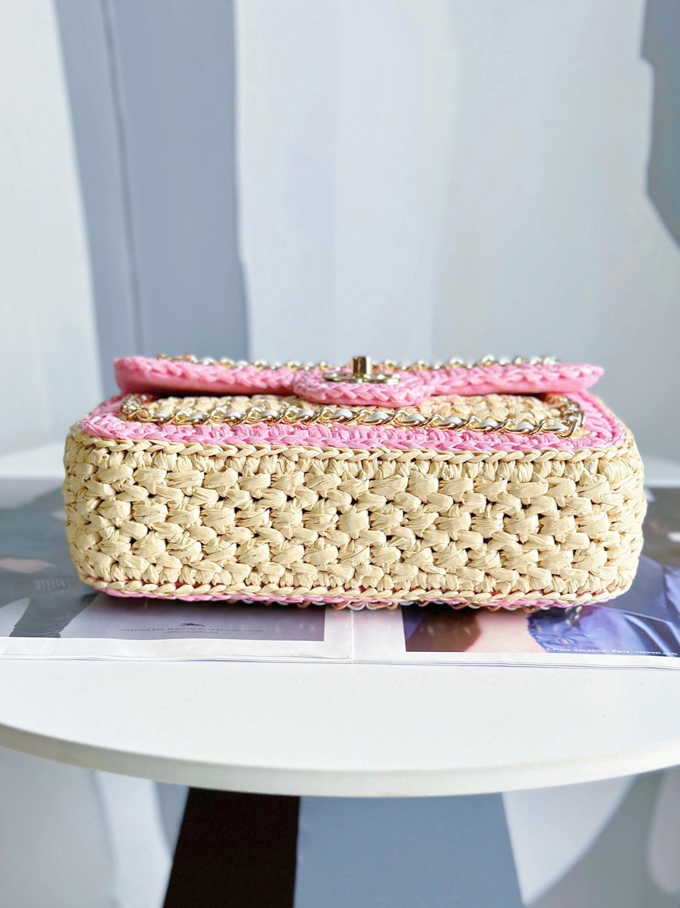Chanel Weaving small Flap Bag AS6010 pink&Beige