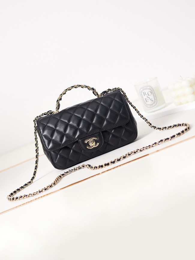 Chanel MINI FLAP BAG WITH TOP HANDLE AS4024 black