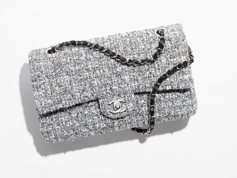 Chanel Tweed CLASSIC HANDBAG A01112 gray