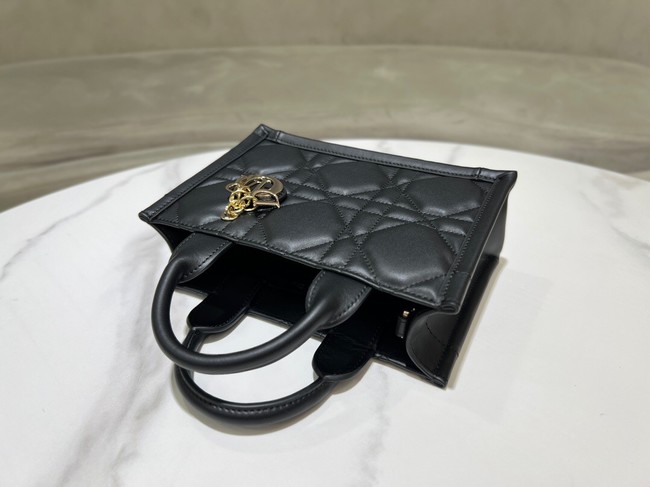 Mini Dior Book Tote Macrocannage Calfskin S5573OW black