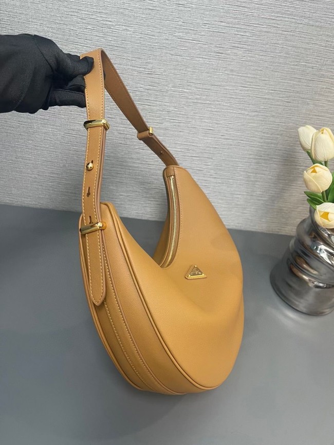 Prada Large leather shoulder bag 1BC212 Caramel
