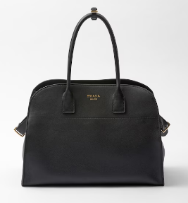 Prada Large leather tote bag with buckles 1BG508 black