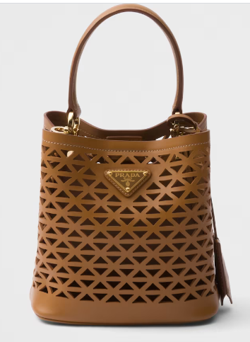 Prada Panier leather mini-bag with cut-out motif 1BA217 Caramel