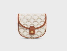 CELINE MINI BESACE IN TRIOMPHE CANVAS AND CALFSKIN 196702 WHITE