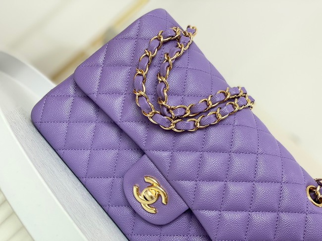 CHANEL CLASSIC 11.12 HANDBAG AS01112 Purple&GOLD Metal