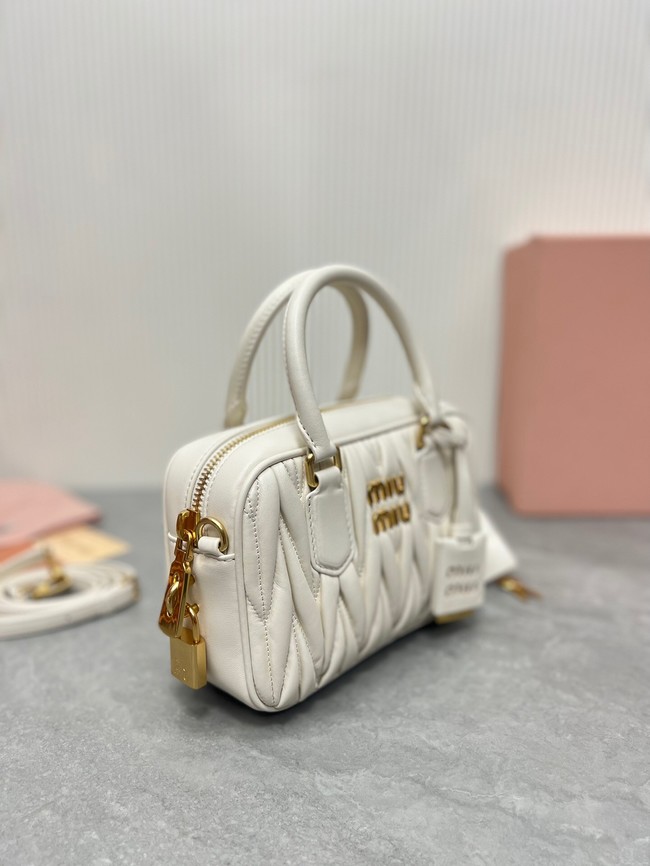 MIU MIU Original Leather Top Handle Bag 5BB123 white