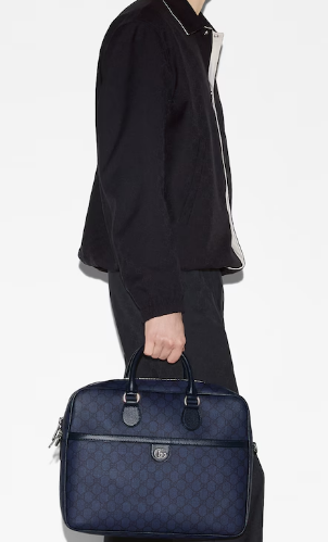 GUCCI OPHIDIA MEDIUM GG BRIEFCASE 792116 Dark blue