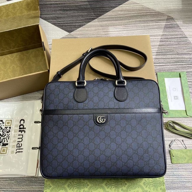 GUCCI OPHIDIA MEDIUM GG BRIEFCASE 792116 Dark blue