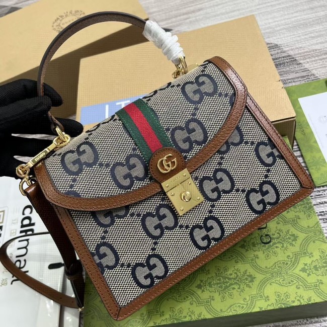 Gucci Ophidia small top handle bag with Web 651055 blue&brown