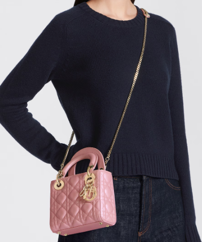 Mini Lady Dior Bag Cannage Lambskin M0505ONG Antique Pink