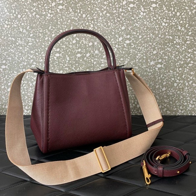 VALENTINO Alltime medium grain calfskin bag B0Q18 Wine