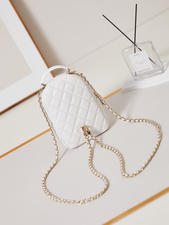 Chanel MINI BACKPACK AP3753 Sheepskin & Gold-Tone Metal white