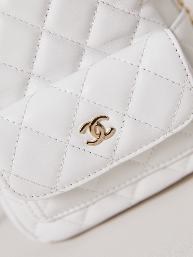 Chanel MINI BACKPACK AP3753 Sheepskin & Gold-Tone Metal white