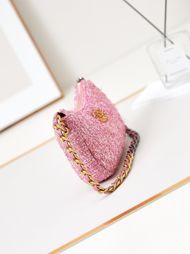 CHANEL 19 CLUTCH WITH CHAIN AP3763 Pink & Ecru