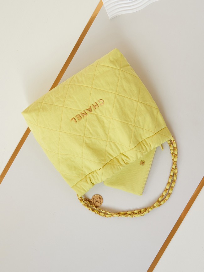 CHANEL 22 HANDBAG Fabric AS3261 yellow