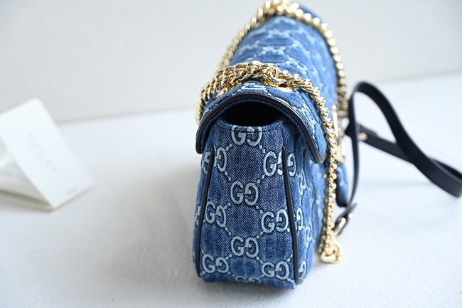 Gucci GG MARMONT SMALL SHOULDER BAG 443497 Blue GG denim