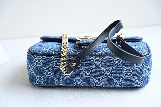 Gucci GG MARMONT SMALL SHOULDER BAG 443497 Blue GG denim