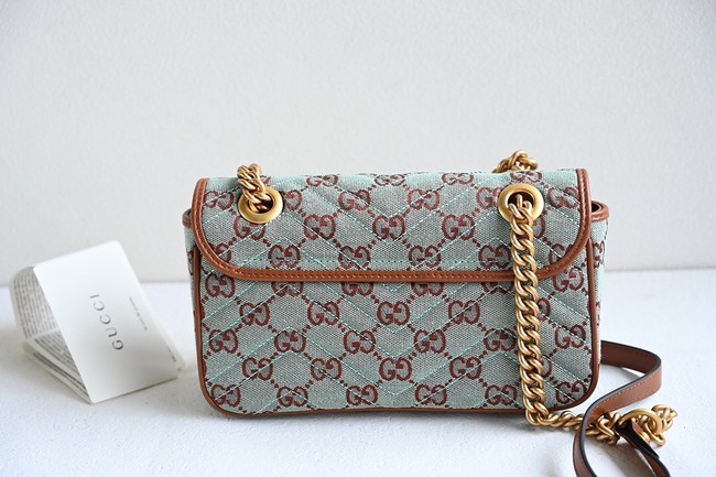 Gucci GG MARMONT SMALL SHOULDER BAG 443497 GG canvas Pale blue