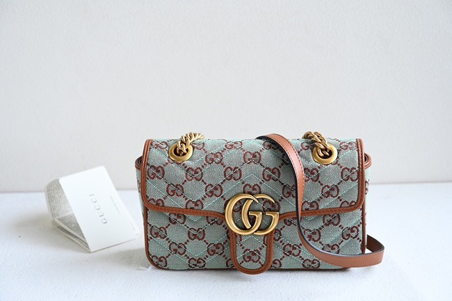 Gucci GG MARMONT SMALL SHOULDER BAG 446744 GG canvas Pale blue