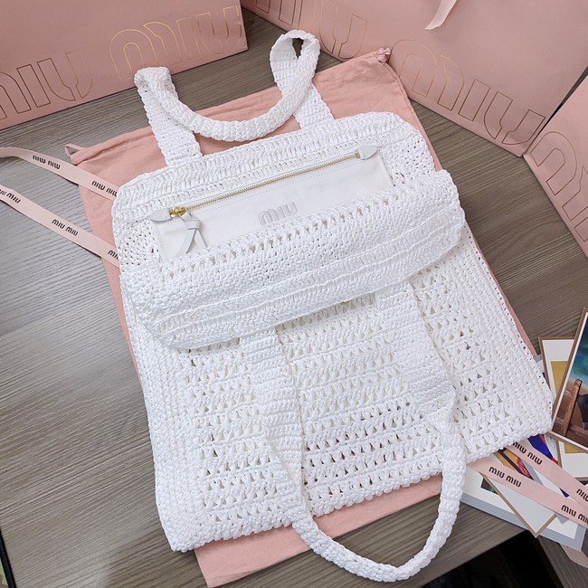 MIUMIU IN RAFFIA Shoulder Bags 5BG230 white