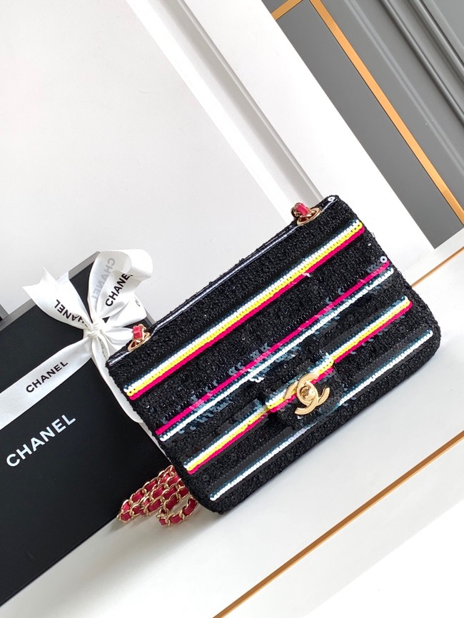 CHANEL SMALL FLAP BAG AS4561 black&red&white