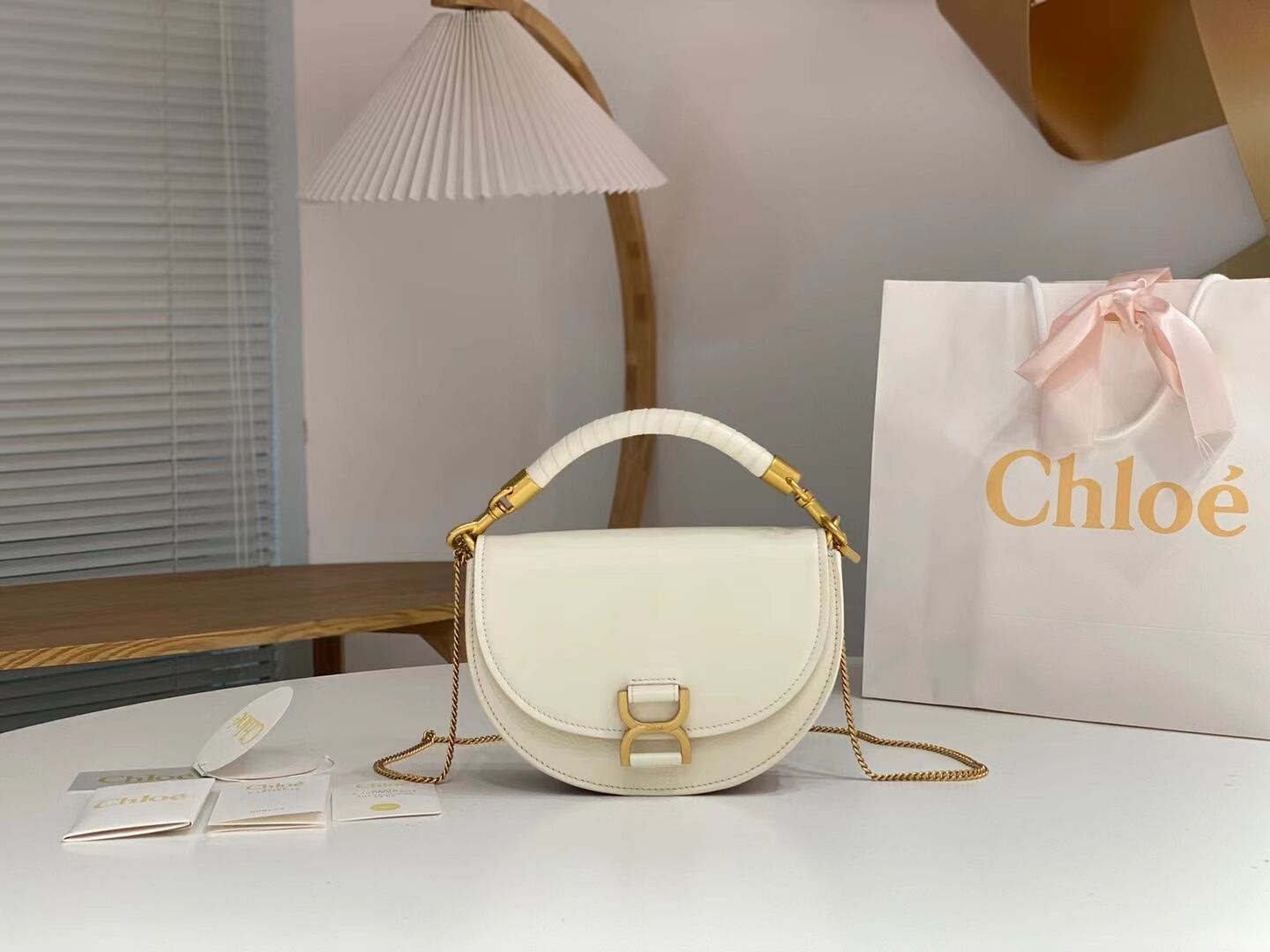 CHLOE Small leather shoulder bag CL225156 cream