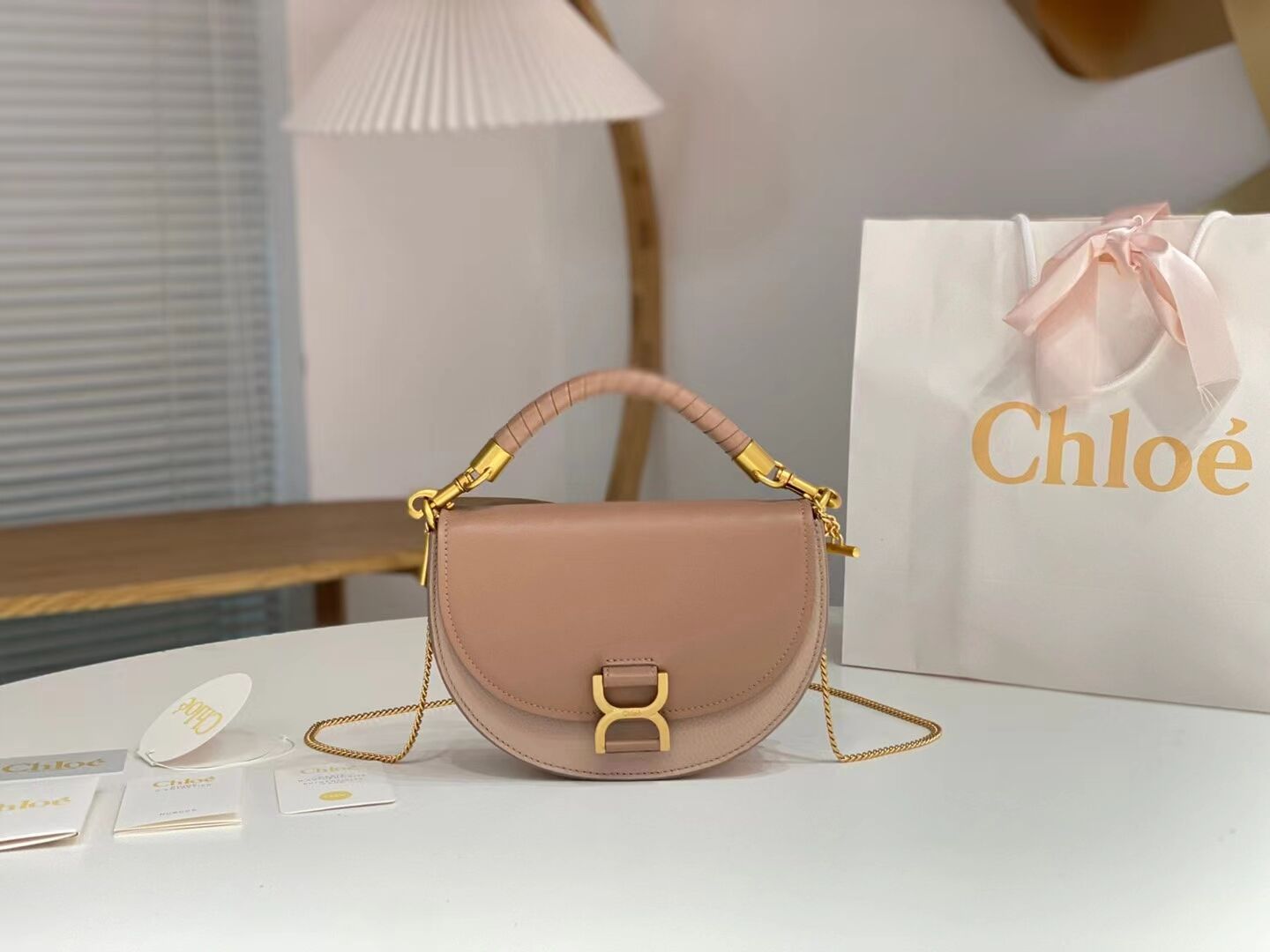 CHLOE Small leather shoulder bag CL225156 pink
